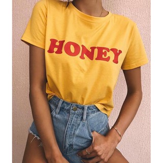 "HONEY" เสื้อยืดสกรีน สวมใส่สบาย