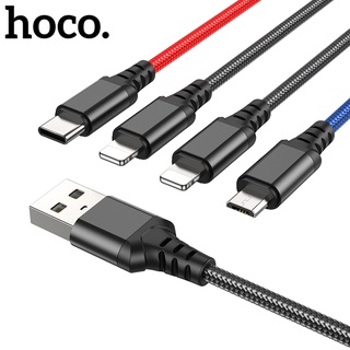 [ใหม่] Hoco Original X76 4 in1 สายข้อมูล สายเคเบิล Micro USB Type C Double Ligh*ni*g สําหรับ i*P สายชาร์จ Micro USB สําหรับสายเคเบิล Android