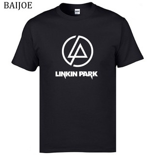 เสื้อยืดคอกลมLinkin Park พิมพ์ผู้ชายเสื้อยืดผ้าฝ้ายเสื้อยืดคอกลมสำหรับผู้ชายสีดำสีขาวด้านบน Tee ตลก Hipster Rock BandS-4