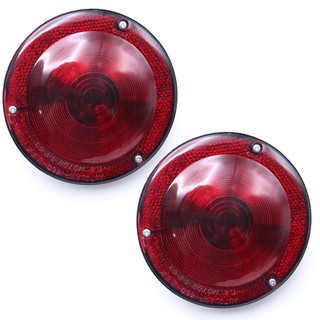 ไฟท้าย ทรงกลม เลนส์สีแดง 12V. 2 ชิ้น สำหรับ จี๊บ Jeep Willys CJ3 CJ5 CJ6 4x4 ปี 1945 1950 1960 1970 1975