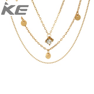 Jewelry Simple round disc diamond necklace multi-alloy chain clavicle chain for girls for wome