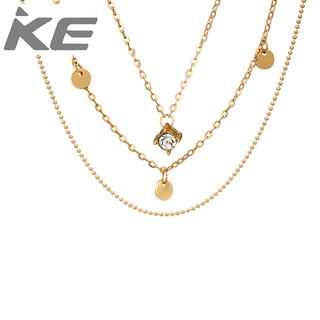 Jewelry Simple round disc diamond necklace multi-alloy chain clavicle chain for girls for wome