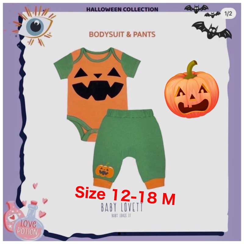 Baby Lovett พร้อมส่ง😊  เซ็ต Bodysuit&amp;Pants ขนาด 12-18 เดือน Collection Halloween 🎃