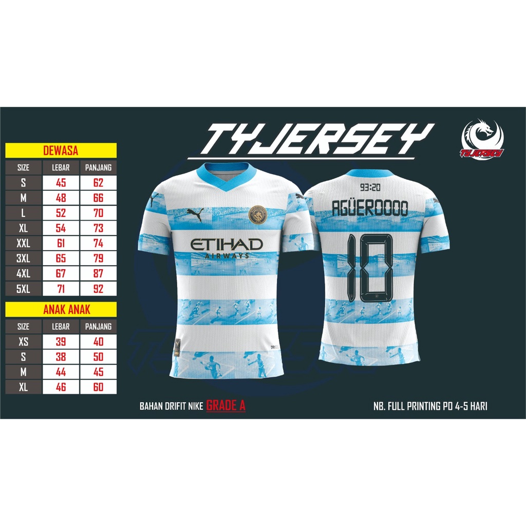 JERSEY MANCHESTER CITY CONCEPT KUN AGUERO FULL PRINTING