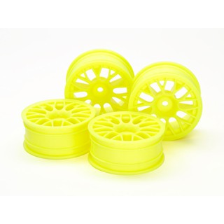 TAMIYA 54850 MEDIUM-NARROW MESH WHEELS (24mm WIDTH, OFFSET +2) (FLUORESCENT YELLOW) 4PCS.