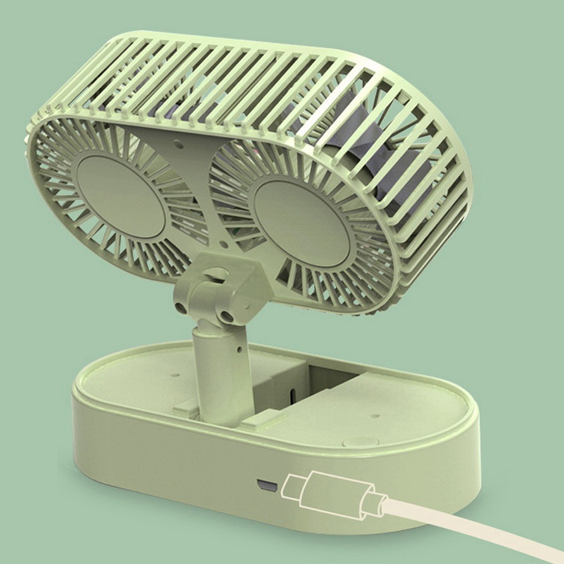 Double Head Mini Fan Portable Foldaway Fan USB Rechargeable Battery ...