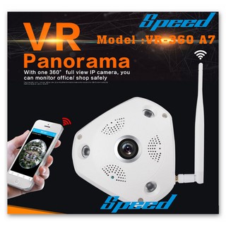 IP Camera Panoramic  2.4 MP. Wireless Panoramic Camera รุ่น VR-360 A7  สีขาว ####แถม Adapter 12 V. 2 Amp