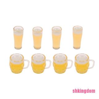 (shki) แก้วเบียร์เรซิ่นขนาดเล็กสําหรับตกแต่งบ้านตุ๊กตา 4 ชิ้น 1:12