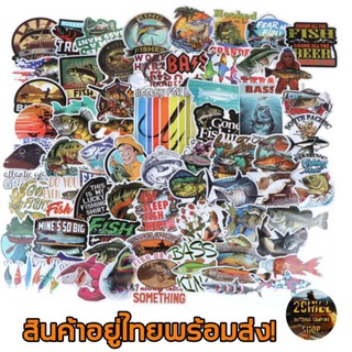 สติกเกอร์​นักตกปลา​ FunnyN 65Pcs Funny Fisherman Go Fishing Sticker Outdoor Suitcase Laptop Guitar Sticker