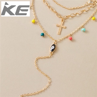 MultiCross Eye Necklace Simple Colorful Rice Bead Clavicle Chain Women for girls for women lo