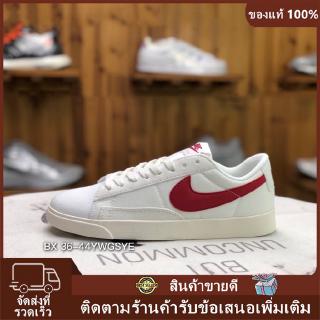 ของแท้ จัดส่งฟรี  Nike Blazer Low Prm รองเท้าบาสเก็ตบอล รองเท้ากีฬา (ขาวแดง)