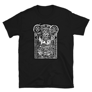 เสื้อยืดผ้าฝ้ายพิมพ์ลายขายดี เสื้อยืด พิมพ์ลาย Day of the Dead Occult Witchcraft สีเข้ม