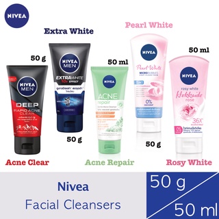 แท้💯/พร้อมส่ง❗️Nivea โฟมล้างหน้า Acne Clear / Extra White / Acne Repair / Pearl White / Rosy White 50 ml / g