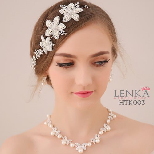 ต่างหูสร้อยคอมุกพิเศษ Tiara แพคเกจอุปกรณ์เจ้าสาวสมัยใหม่ Htk003