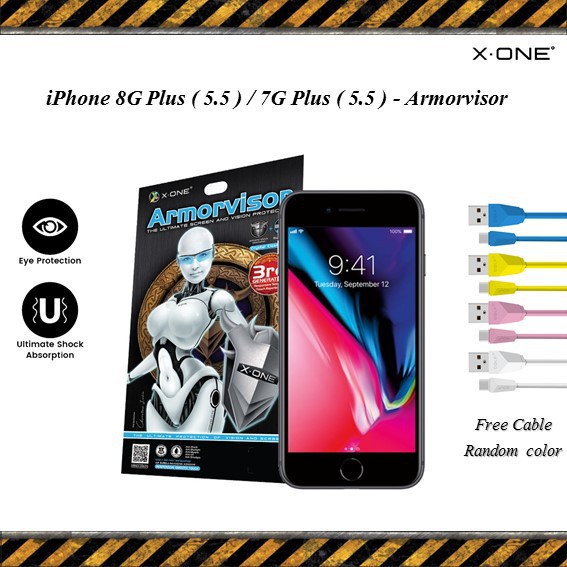 X-one Apple iPhone 7 Plus / iPhone 8 Plus เกราะป้องกันหน้าจอ (ฟรีสายเคเบิล)