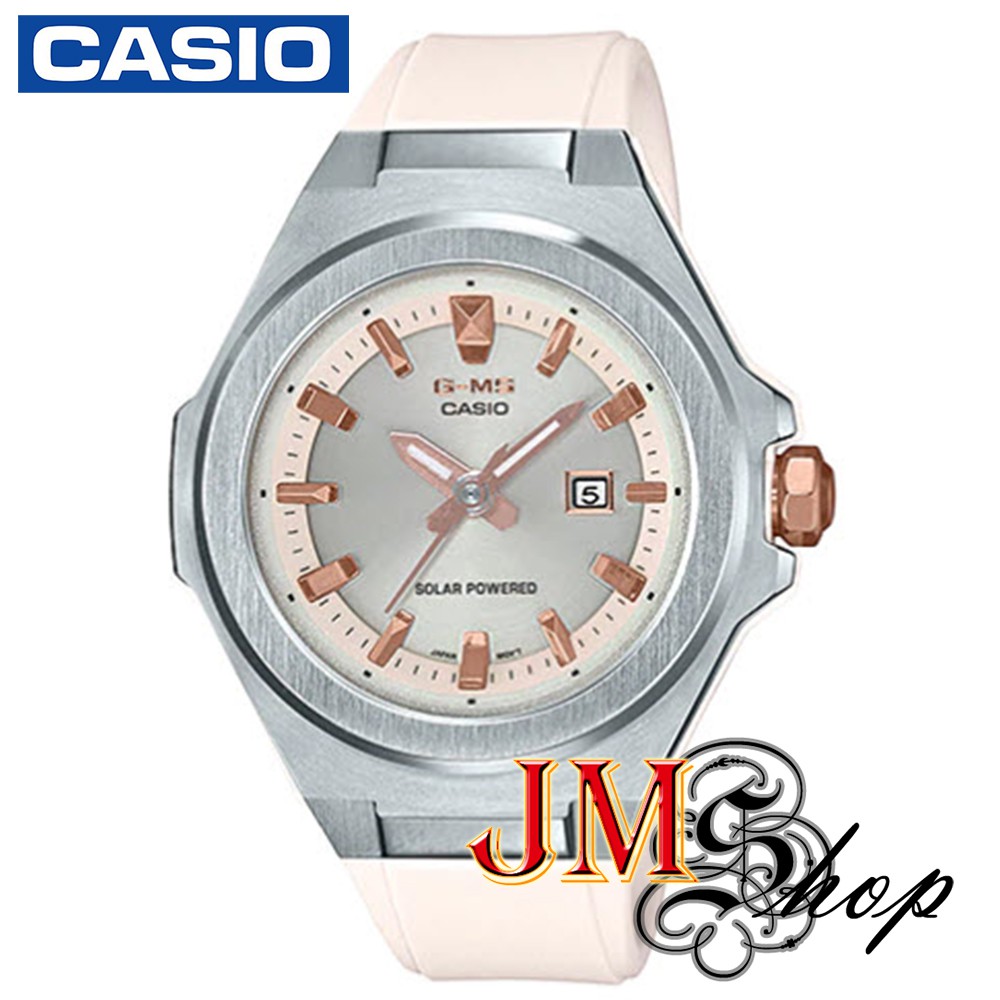 Casio Baby-g G-MS นาฬิกาข้อมือผู้หญิง สายเรซิ่น รุ่น MSG-S500-7ADR (สีเงิน / โรสโกลด์)
