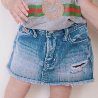 Artery Kids Jeans / กระโปรงรุ่นผ้านอก KR / ชายลุ่ยกีดขาด / สียีนส์เข้ม