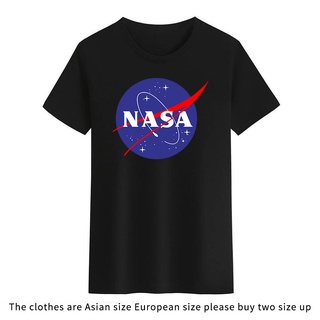 เสื้อยืดคอกลม พิมพ์ลาย NASA สีดํา สีขาว สําหรับผู้ชาย และผู้หญิง