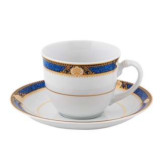 Royal Porcelain ชุดกาแฟหูหวายพร้อมจานรอง  2 ชุด ลวดลาย PRECIOUS BLUE