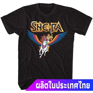 เสื้อยืดผู้ชาย Masters Of The Universe TV Series She-Ra &amp; Swiftwind Black Adult T-Shirt Tee discount