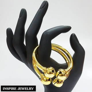 Inspire Jewelry (NN) ,กำไลข้อเท้าเด็ก กระพรวนคู่ ทองเหลืองอร่าม กลมเกลี้ยง ใช้งานดีและทนมาก