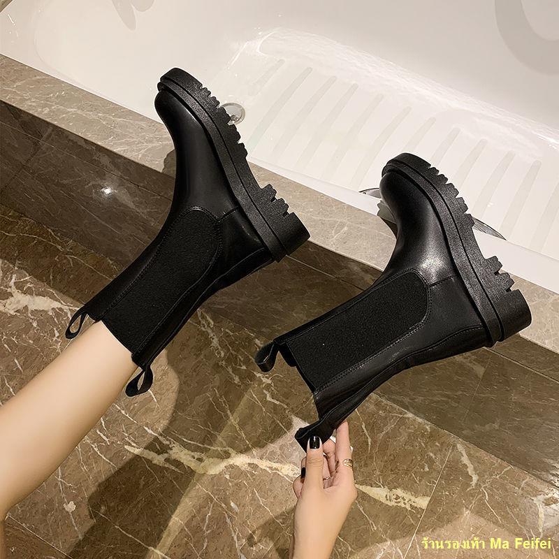 💥Hot sale💥รองเท้าเชลซีรองเท้าบูทมาร์ตินส้นหนาใหม่ของผู้หญิง