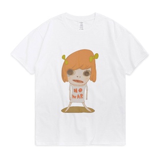 T-shirt  Yoomo เสื้อยืดแขนสั้น พิมพ์ลายอนิเมะ Nara สีขาว ใส่สบาย สไตล์สตรีท สําหรับผู้หญิงS-5XL