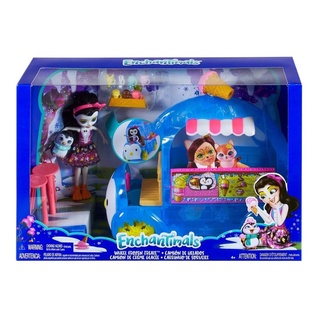 Enchantimals ตุ๊กตา เอนเชนติมอล และรถบรรทุกไอศกรีมของเพนกวิน Wheel Frozen Treats Preena Penguin Doll and Playset ของแท้