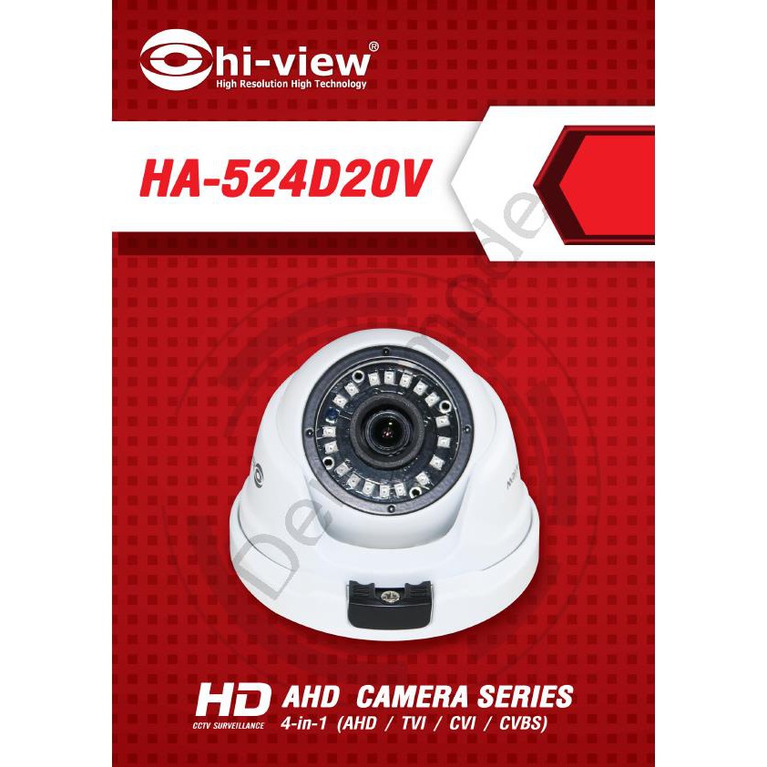 hi-view,HA-524D20V,AHD Dome Camera / 2 Mega pixels (1920x1080p),4 in 1 (Analong / AHD / TVI / CVI),ไ