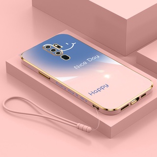 เคส oppo A9 2020 A5 2020 F11 PRO F11 เคสโทรศัพท์ เคลือบไฟฟ้า มันวาว ไล่ระดับสี ยิ้ม น่ารัก กันกระแทก รวมทุกอย่าง เคสโทรศัพท์บางเฉียบ สําหรับคู่รัก