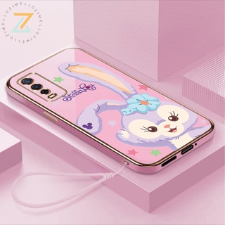 Zymello เคส Vivo Y20 Y15S Y51 Y31 Y91C Y93 เคสโทรศัพท์ซิลิโคน 6D ชุบโลหะแฟชั่นสายซิลิโคนกระต่ายน่ารัก