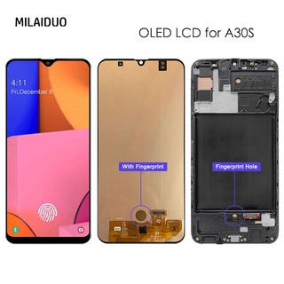 หน้าจอแสดงผลสัมผัสดิจิทัล LCD OLED สําหรับ Samsung Galaxy A30S A307 A307F