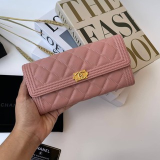 Chanel wallet สีชมพูนู้ด Grade vip  อปก.Fullboxset