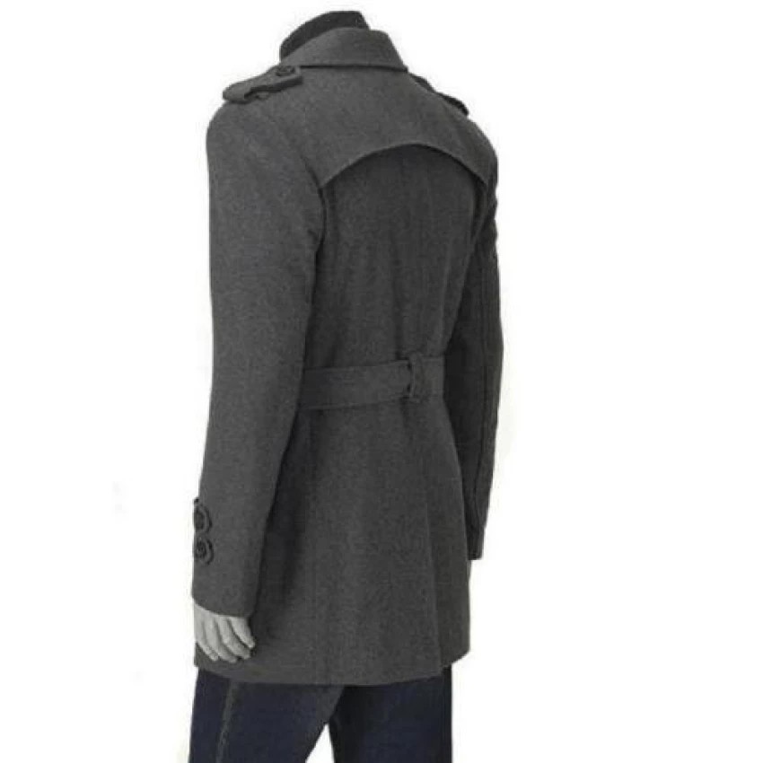 JW30 เสื้อโค้ทกันหนาวสีดำ สีเทา แบบยาวมีเข็มขัด - รูปที่ 6