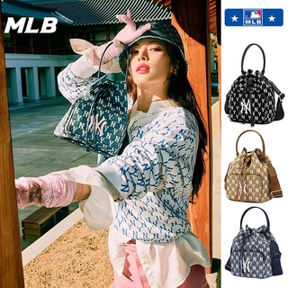 (จัดส่งตลอด 24 ชม)กระเป๋า MLB แท้ กระเป๋าทรงถัง ผ้าใบ ปรับสายได้ NY UNISEX CURVED CAPNY NEW YORK YANKEE JACQUARD