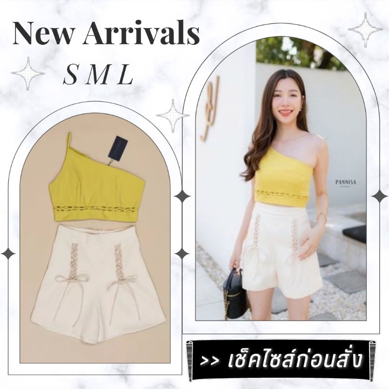 🥰จัดส่งฟรี🥰ชุดเข้าเซท set งานป้าย เสื้อครอปไหล่เดียว+กางเกงขาสั้น เสื้อไหล่เดียว เซทกางเกงขาสั้น ชุด