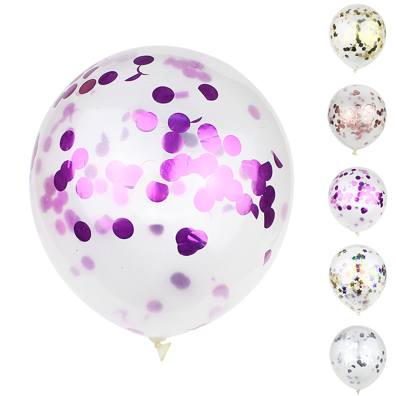 5x 12 Confetti Balloons Clear Latex Balloon for Wedding Party ...