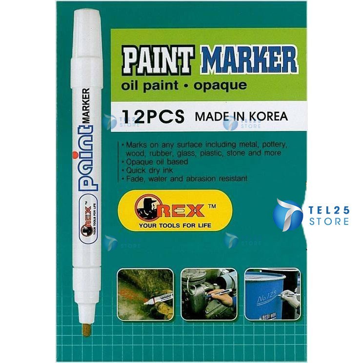 [ 1 ชิ้น ] OREX PAINT MARKER OREX PAINT MARKER/OIL PAINT.OPAQUE (แดง เหลือง ดํา น้ําเงิน ขาว)