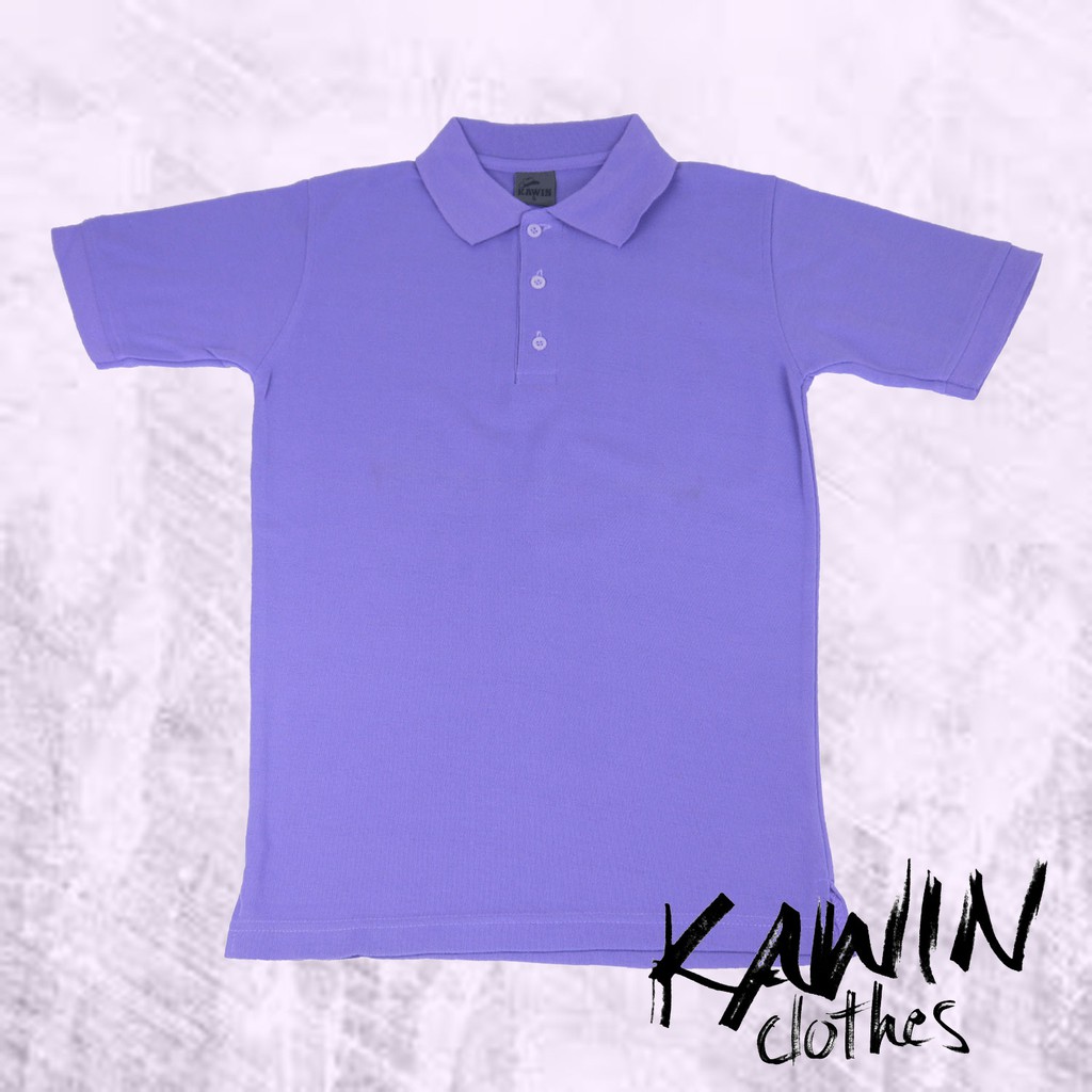 KAWIN เสื้อโปโล ผู้ชาย/ผู้หญิง Light Purple สีม่วงอ่อน ผ้าเนื้อนุ่มใส่สบายมาก ราคา ถูกที่สุด ดีลบีเคเค แกลเลอรีภาพที่ 3