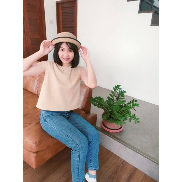 เสื้อครอบสายเดี่ยว แขนกุด ผ้าฝ้ายเนื้อนุ่ม แฟชั่น มินิมอล