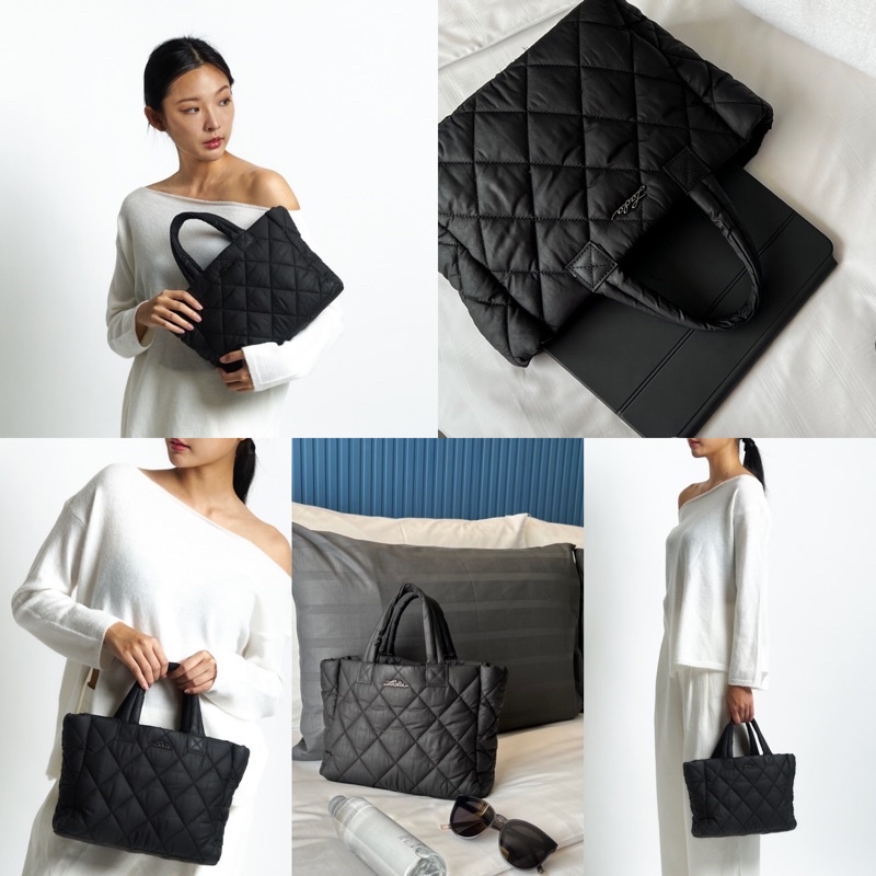 Lada รุ่น Aya 3 สี กระเป๋าผ้า Tote Bag ทรงเหลี่ยม ผ้าสะท้อนน้ำ บุฟองน้ำ เนื้อนุ่มน้ำหนักเบา