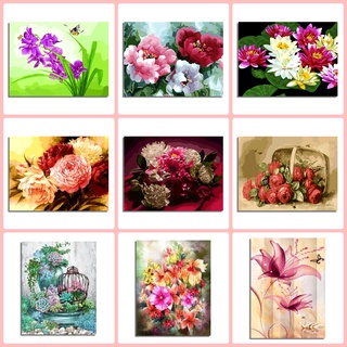 Xz ภาพวาดสีน้ํามันรูปดอกไม้ไม่มีกรอบรูปขนาด 16x20 นิ้ว Diy สําหรับตกแต่งบ้าน