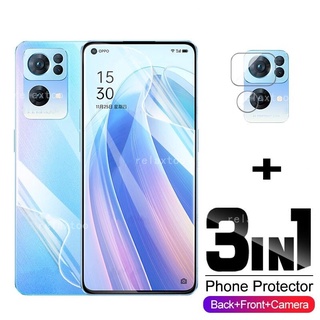 3in1 ฟิล์มไฮโดรเจลกันรอยหน้าจอ ด้านหลัง HD ไม่ใช่กระจกนิรภัย สําหรับ Oppo Reno7 pro Reno8 Pro reno 7Z 8Z 7pro Reno 7 8 Z Pro 5G