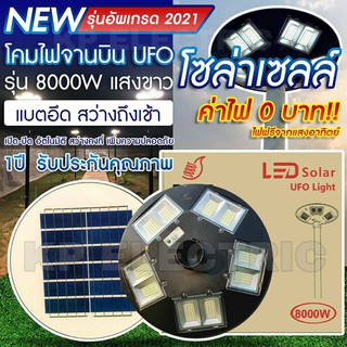 🔥เพิ่มเเบตอึด 2022🔥12000W โคมไฟถนนโซล่าเซลล์ UFO Solar Light ไฟถนนโซล่าเซลล์ พลังงานแสงอาทิตย์100% สปอร์ตไลท์โซล่าเซล