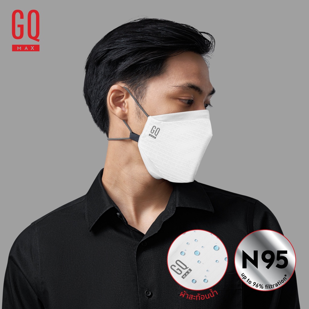 GQMax™ Mask หน้ากากผ้าสะท้อนน้ำและกันฝุ่น PM2.5 สีขาว