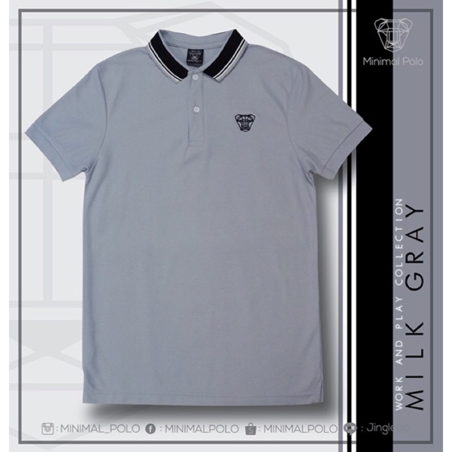 Polo Shirts 232 บาท Minimal polo สีเทานม ปกลาย Women Clothes