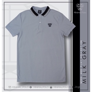 Minimal polo สีเทานม ปกลาย