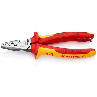 KNIPEX Crimping Pliers w/Tap VDE - 180 mm คีมย้ำและปอกปลาย VDE 180 มม. รุ่น 9778180T