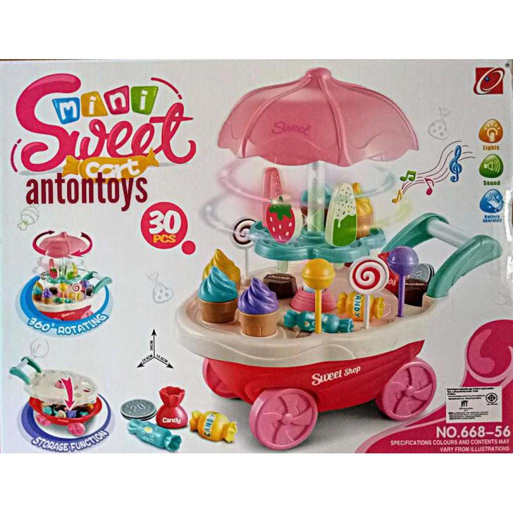 Antontoys ชุดรถขายไอศครีม มินิ มีเสียง มีไฟ Mini Sweet Cart สีชมพูntontoys ชุดรถขายไอศครีม มินิ มีเสียง มีไฟ Mini Sweet