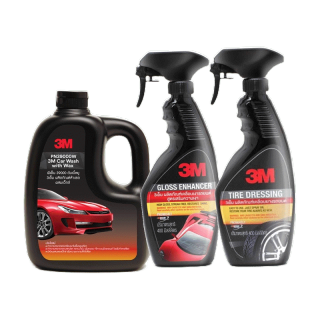 3M ชุดผลิตภัณฑ์ดูแลรักษารถยนต์ แชมพูล้างรถ สูตรผสมแวกซ์ 1000 Ml.+ เคลือบยางรถยนต์ PN39042LT + เคลือบเงารถยนต์ PN39034LT